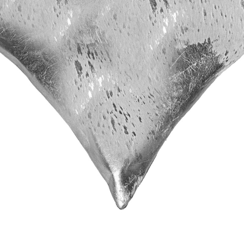 18" Silver Abstract Cowhide Throw Pillow - Home Decor