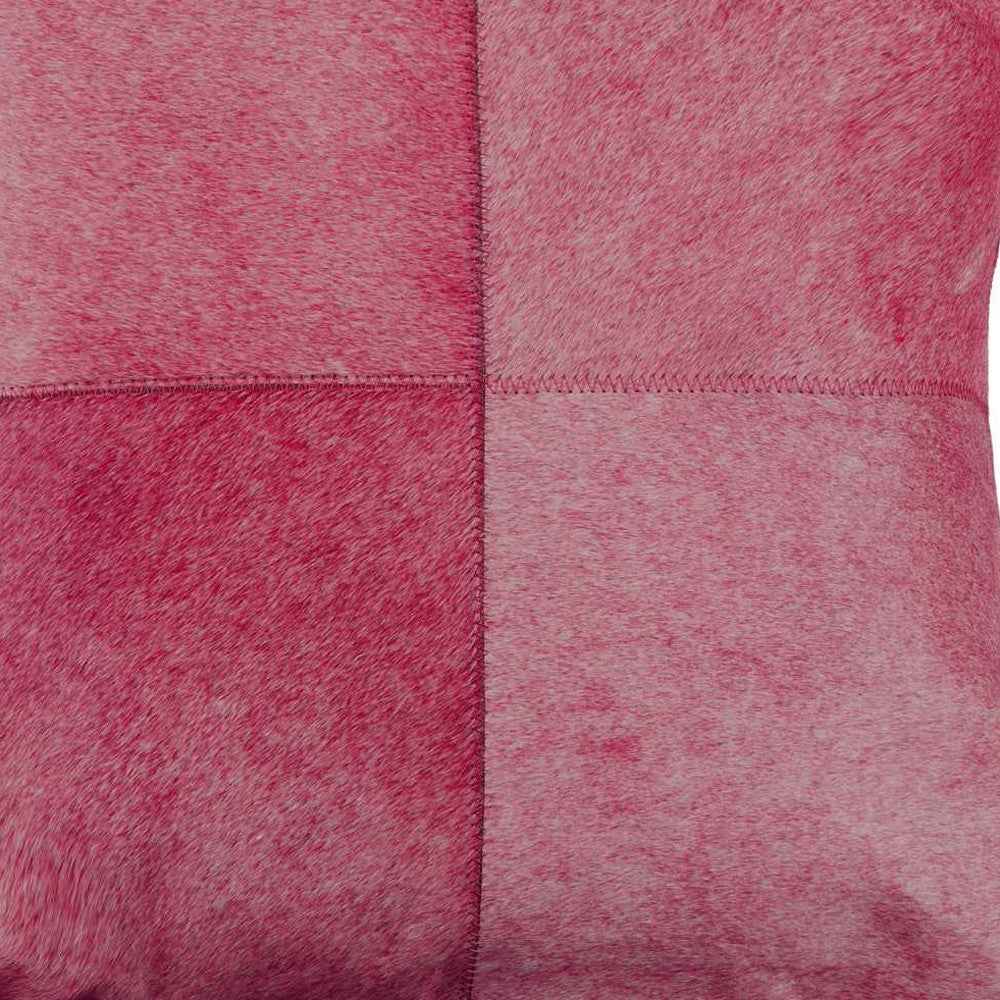 18" X 18" Fuchsia Cowhide Pillow