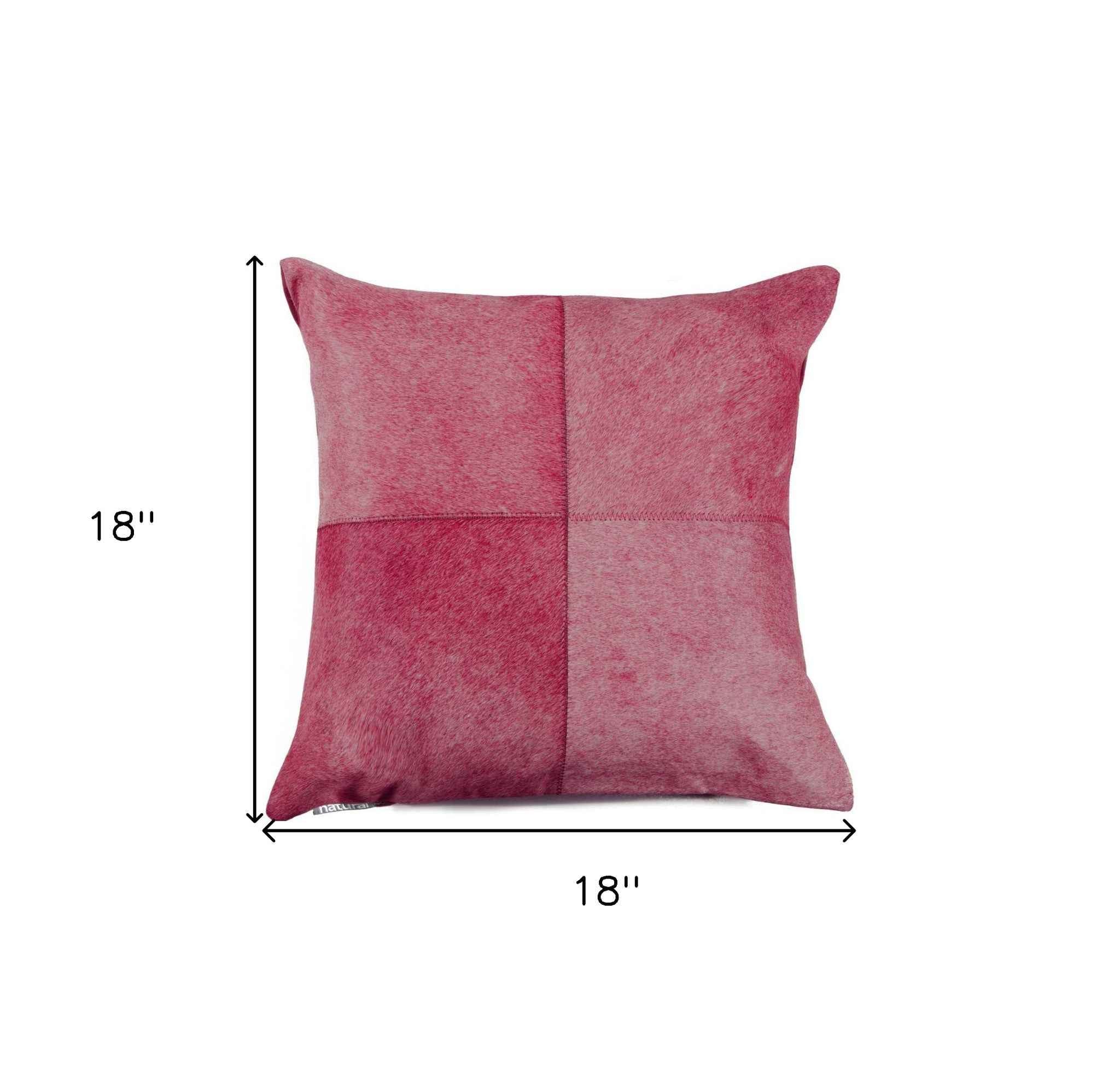 18" X 18" Fuchsia Cowhide Pillow