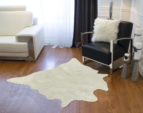 4' X 5' Off White Faux Cowhide Animal Print Cowhide Area Rug Default Title