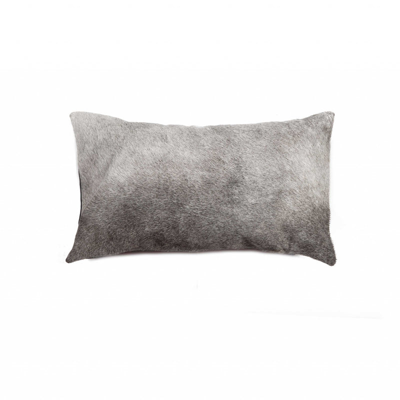 12" X 20" Gray Cowhide Pillow - Home Decor