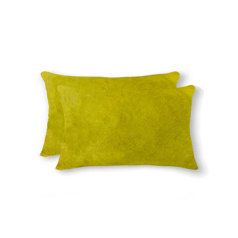 12" X 20" X 5" Yellow Cowhide  Pillow 2 Pack - Home Decor