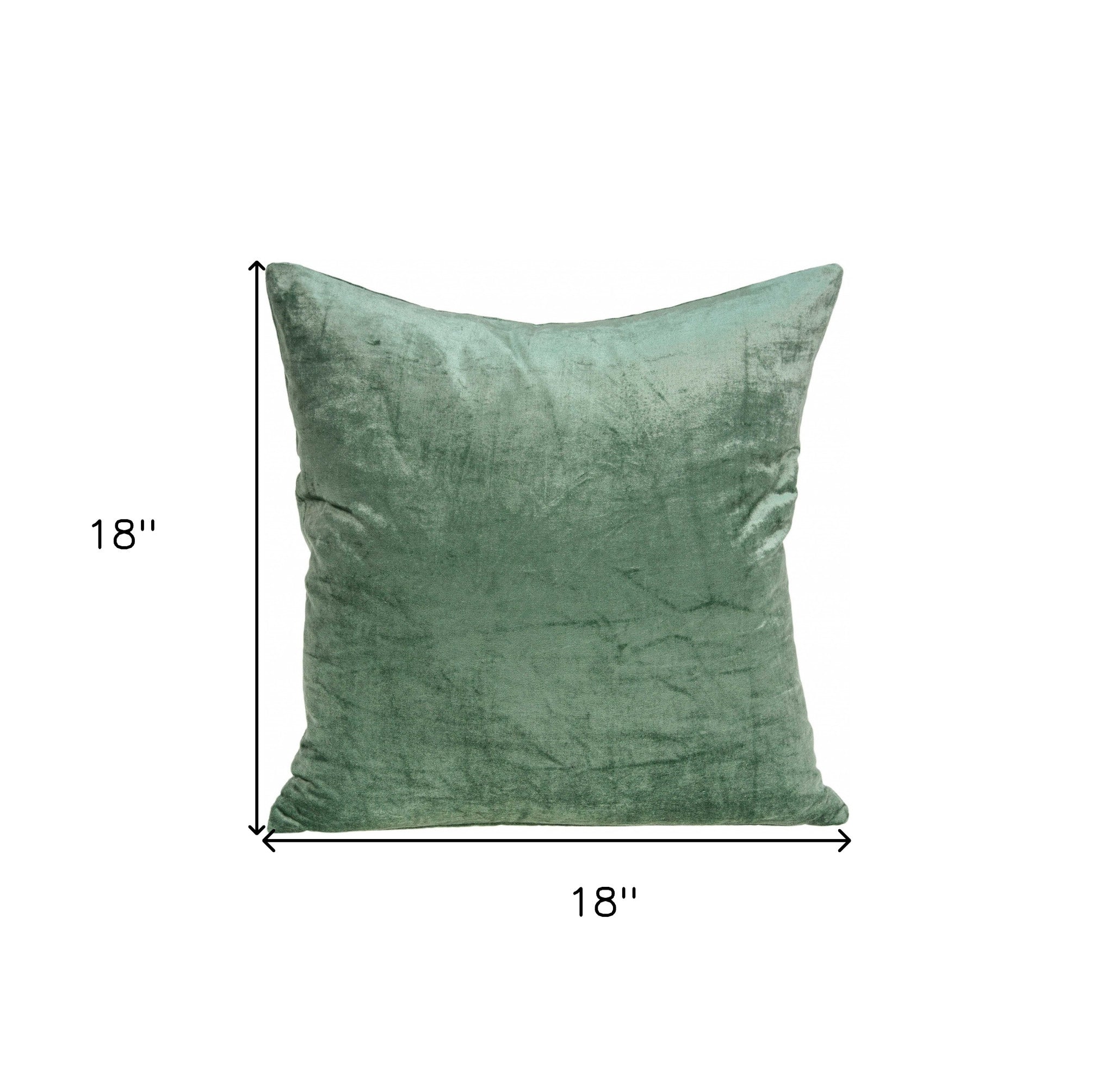 18" X 7" X 18" Transitional Green Solid Pillow Cover With Poly Insert - Home & Garden