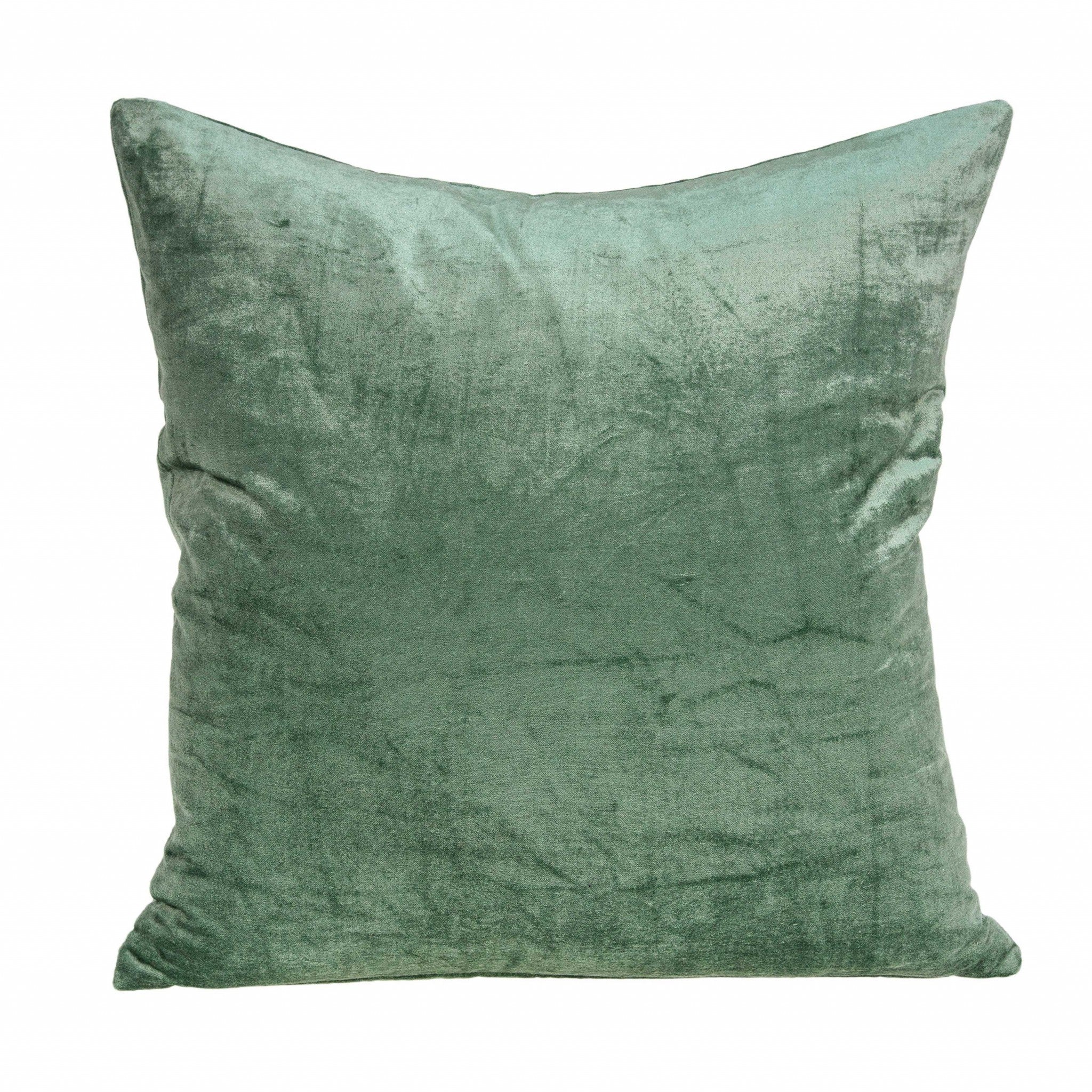 18" X 7" X 18" Transitional Green Solid Pillow Cover With Poly Insert - Home & Garden