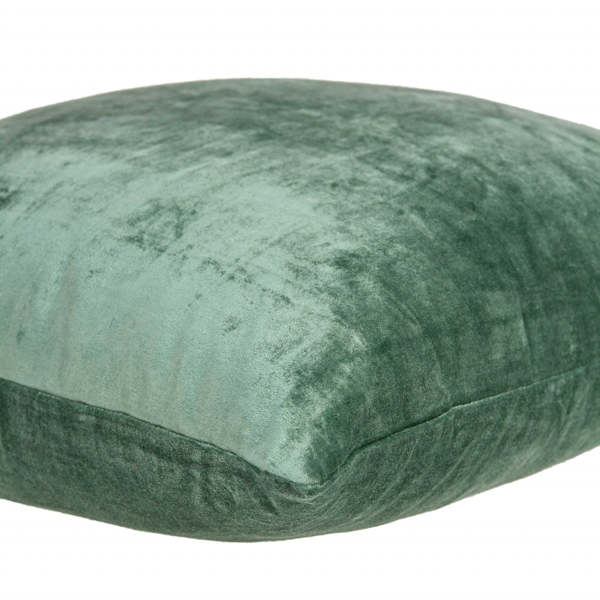 18" X 7" X 18" Transitional Green Solid Pillow Cover With Poly Insert - Home & Garden