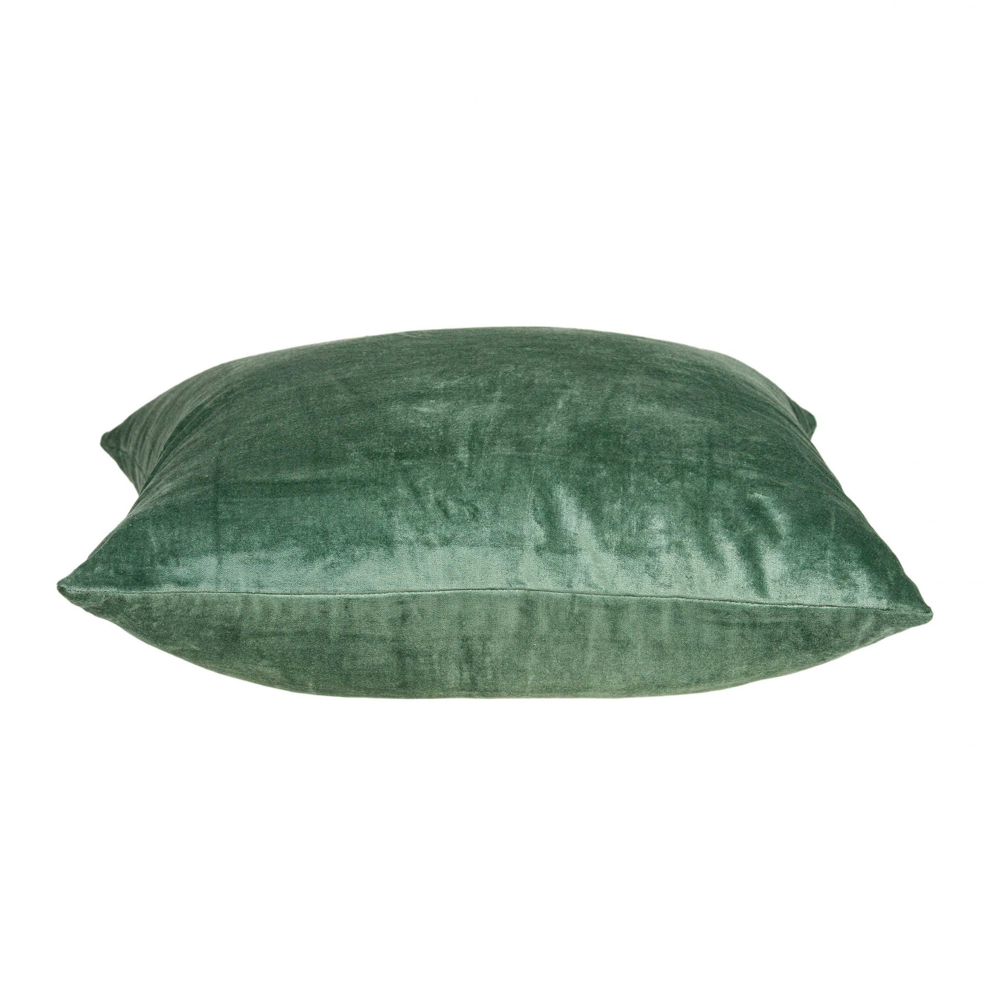 18" X 7" X 18" Transitional Green Solid Pillow Cover With Poly Insert - Home & Garden