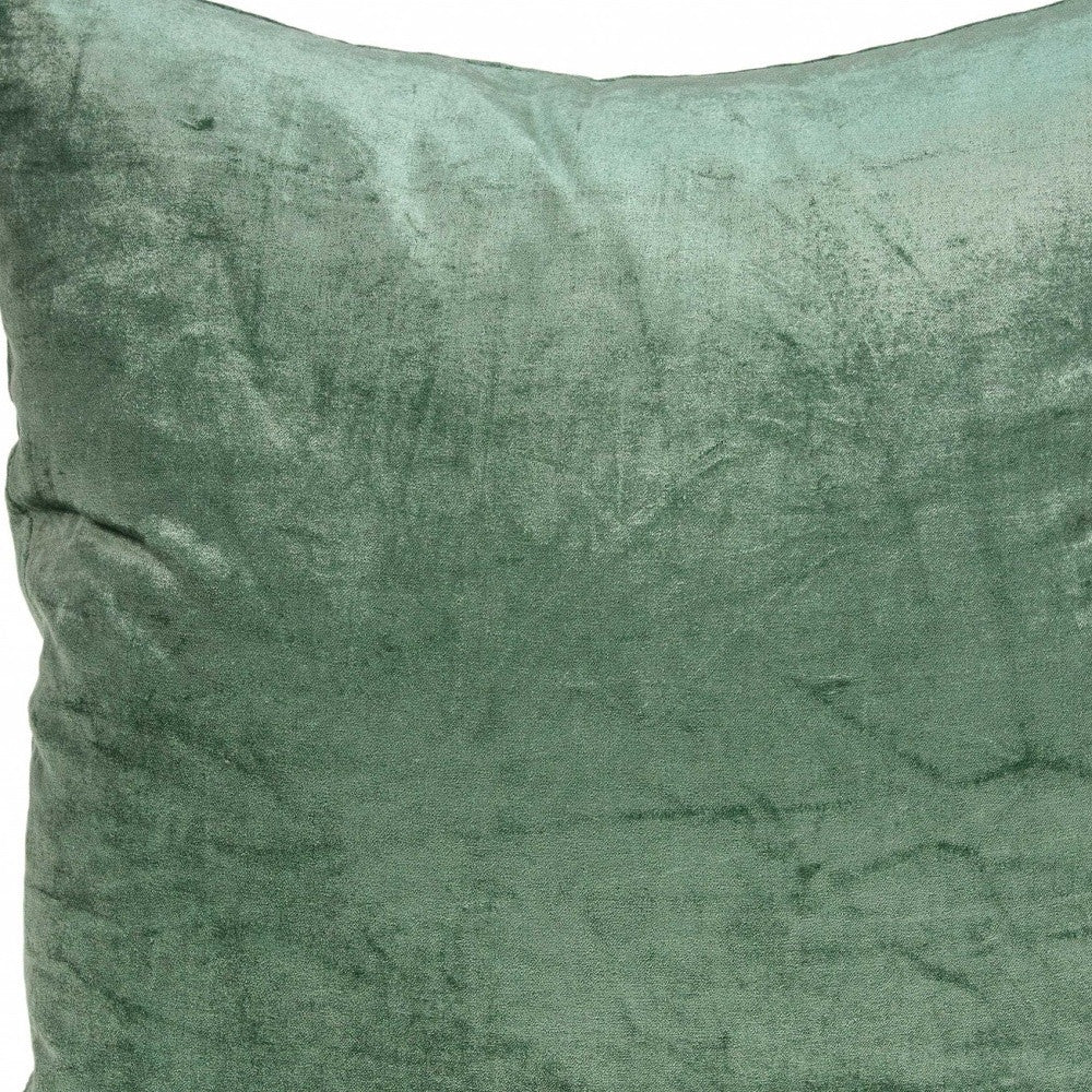 18" X 7" X 18" Transitional Green Solid Pillow Cover With Poly Insert - Home & Garden