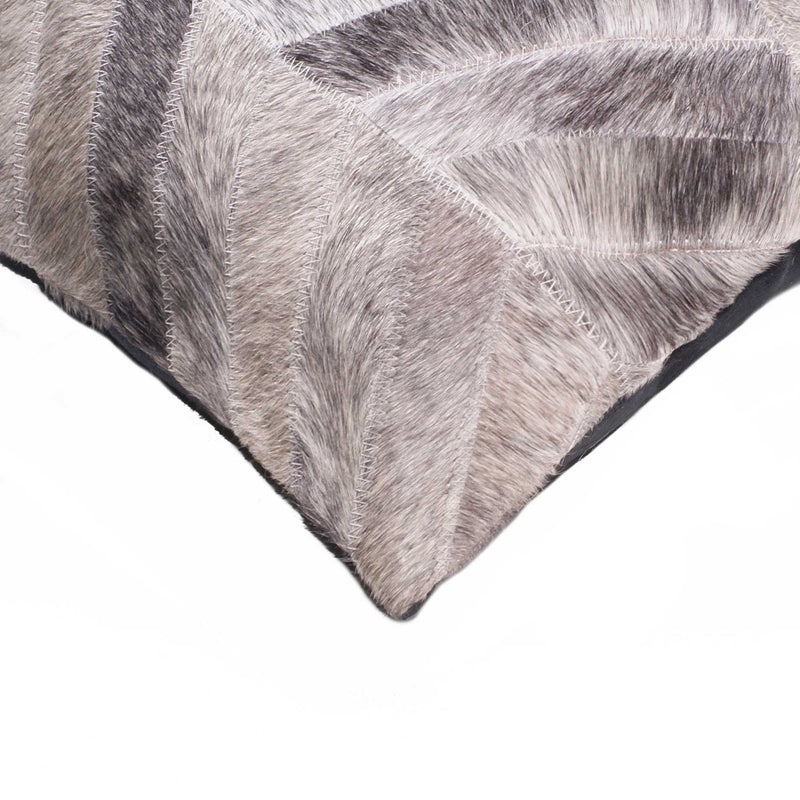 Set of Two 18" Gray Cowhide Chevron Throw Pillows - Home Decor