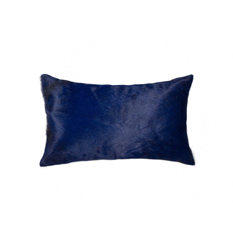 12" X 20" Navy Cowhide Throw Pillow - Home Decor