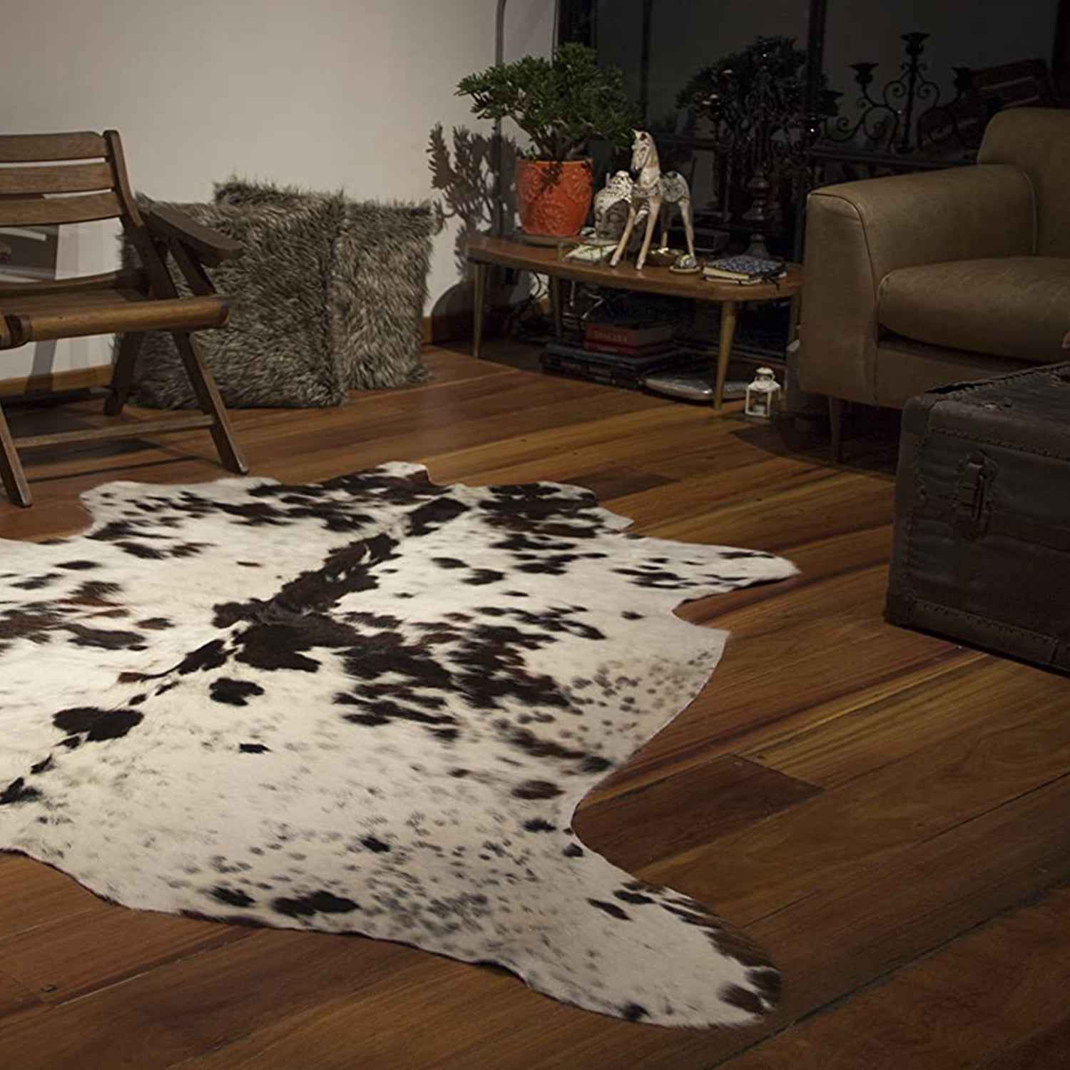 72" X 84" White Chocolate Cowhide  Rug
