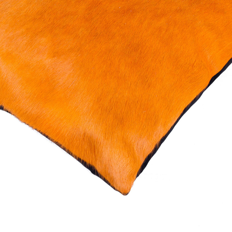 Set of Two 18" Orange Genuine Cowhide Throw Pillows - Home Decor