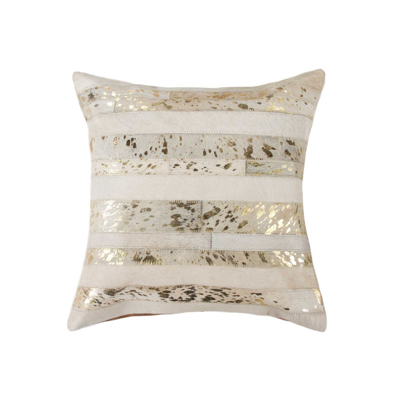 18" Beige Cowhide Throw Pillow - Home Decor