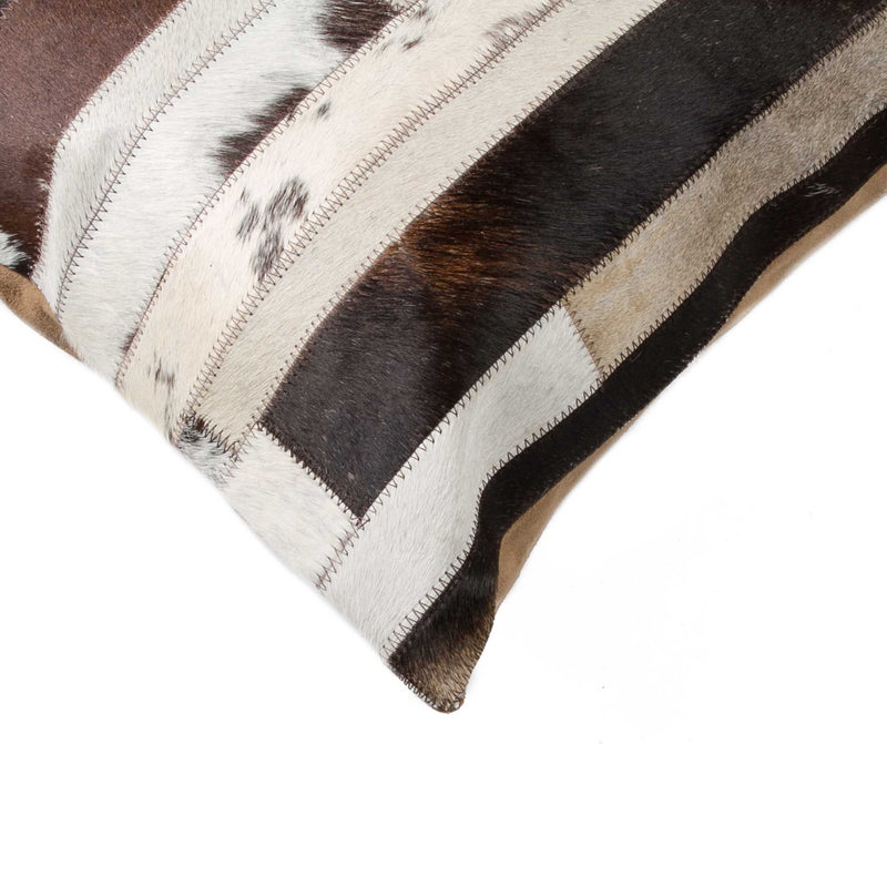 18" Chocolate And Ivory Striped Cowhide Throw Pillow - Home Decor