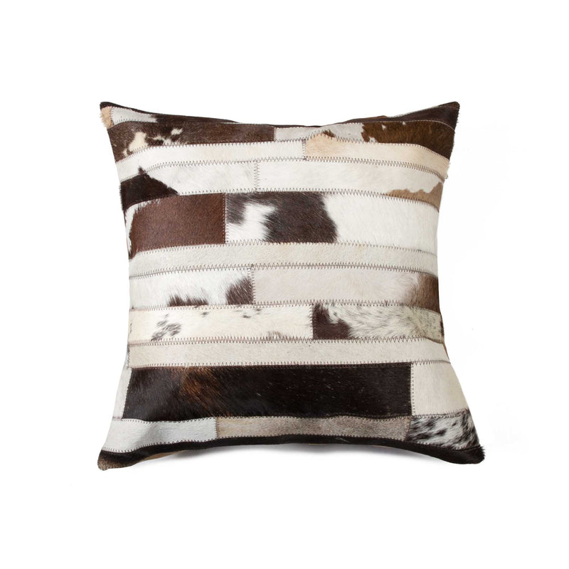 18" Chocolate And Ivory Striped Cowhide Throw Pillow - Home Decor