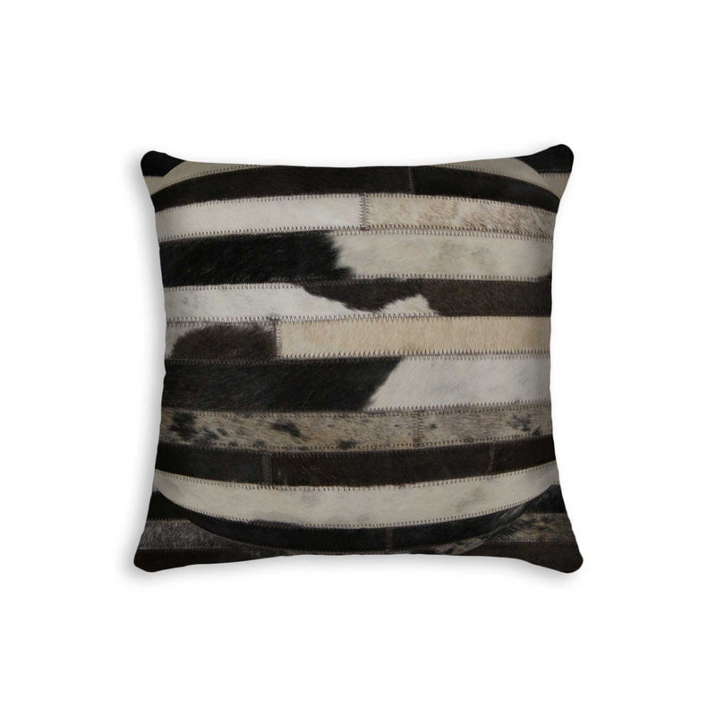 18" Black and White Cowhide Throw Pillow - Home Decor