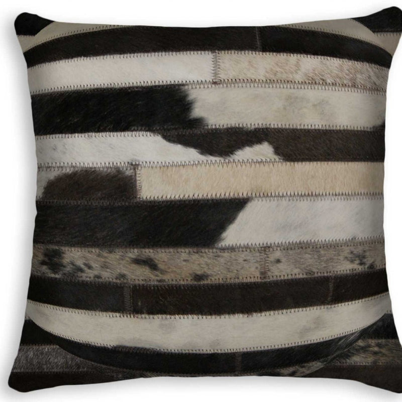 18" Black and White Cowhide Throw Pillow - Home Decor