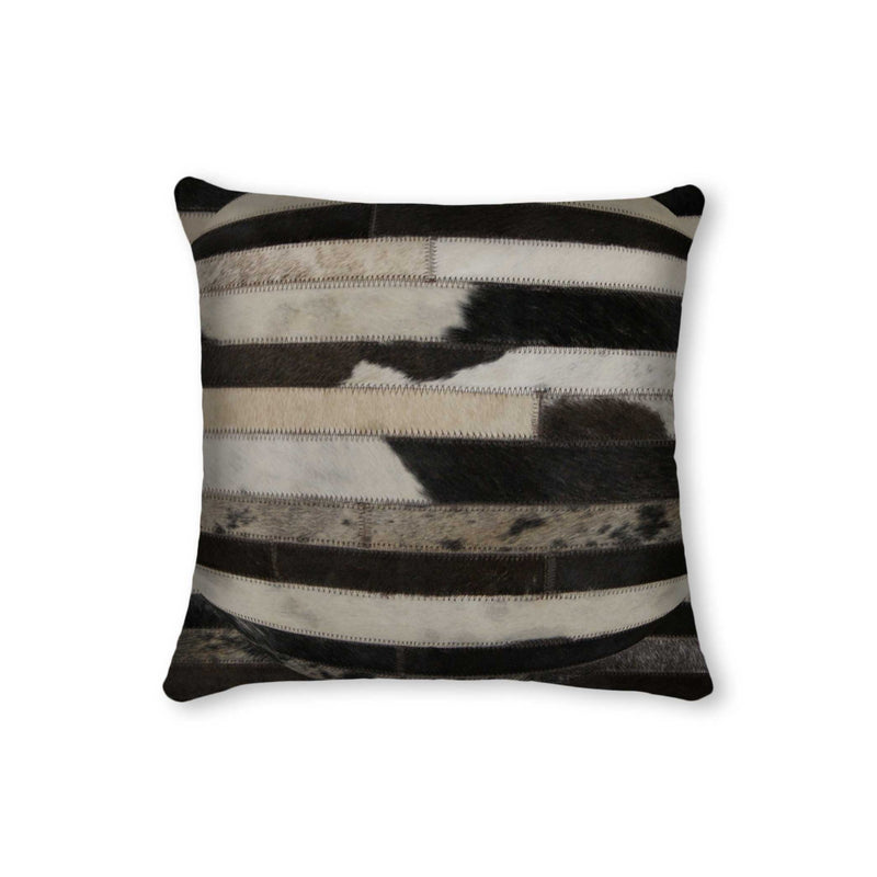 18" Black and White Cowhide Throw Pillow - Home Decor