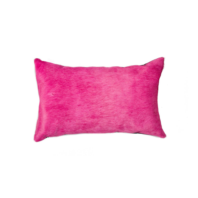 12" X 20" Fuschia Cowhide Throw Pillow - Home Decor