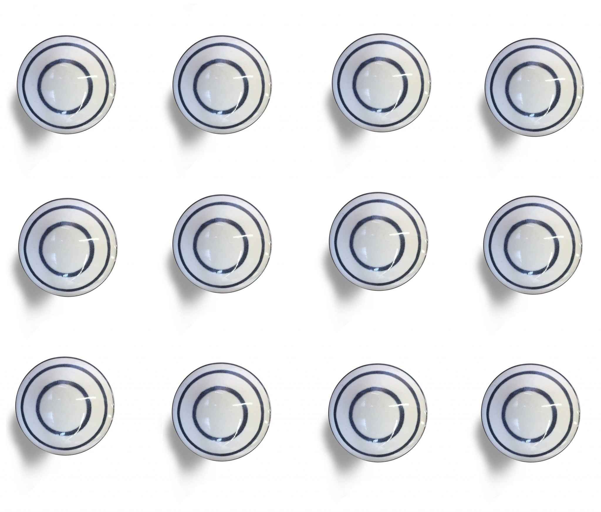 1.5" X 1.5" X 1.5" White And Navy  Knobs 12 Pack