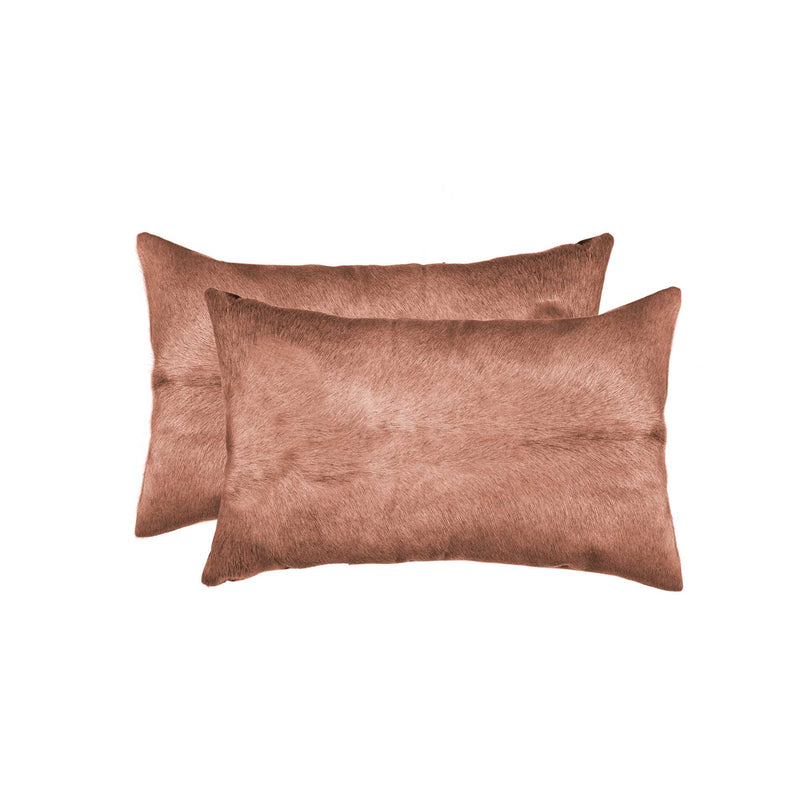 Set of Two 12" X 20" Brown Cowhide Throw Pillow - Home Decor