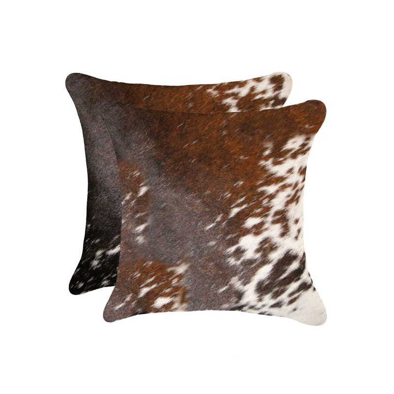 Set of Two 18" Brown and White Cowhide Throw Pillow - Home Decor