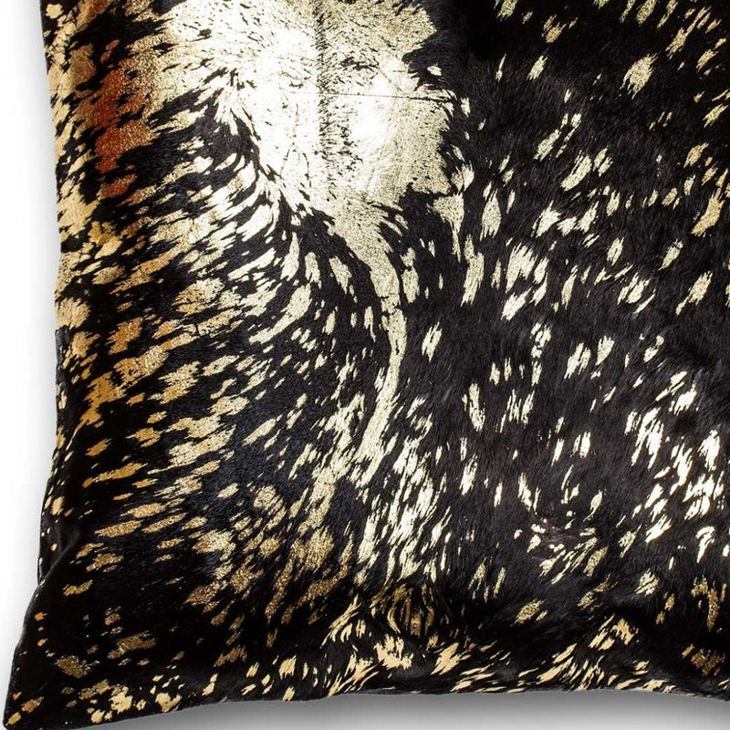 Chocolate And Gold Torino Kobe Cowhide Pillow - Home Decor