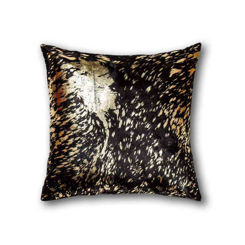 Chocolate And Gold Torino Kobe Cowhide Pillow - Home Decor