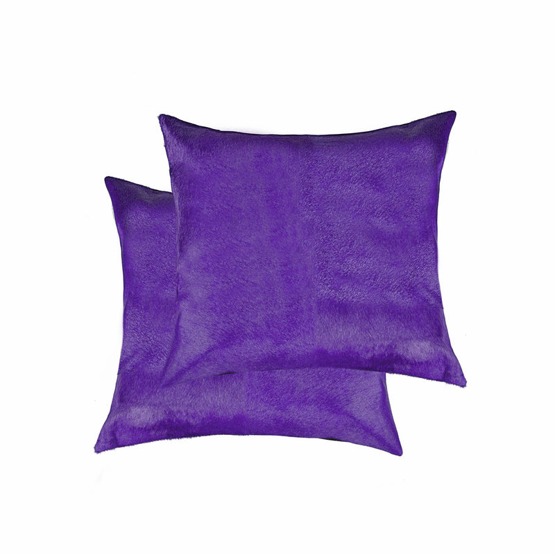 Set of Two 18" Purple Cowhide Throw Pillows - Home Decor