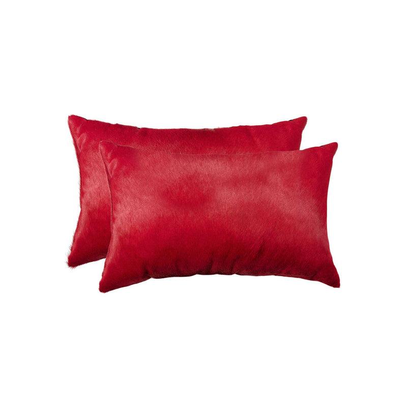 12" X 20" X 5" Wine Cowhide  Pillow 2 Pack - Home Decor