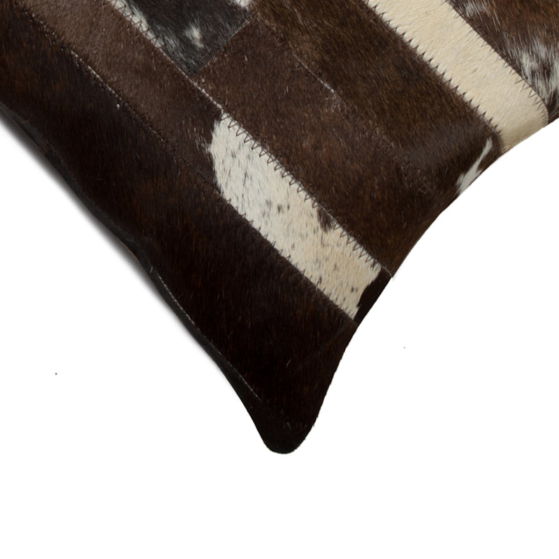 12" X 20" Brown Black And White Cowhide Throw Pillow - Home Decor