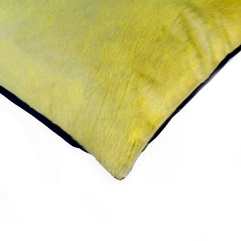 Set of Two 18" Yellow Cowhide Throw Pillows - Home Decor