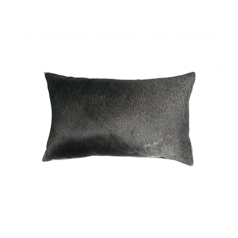 12 X 20 Gray And White Cowhide Throw Pillow - Home Decor