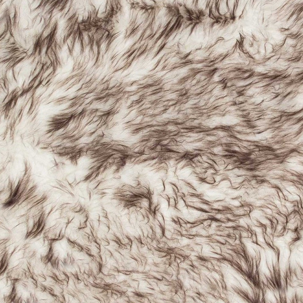 2' X 3' Brown and White Faux Sheepskin Ombre Machine Tufted Non Skid Area Rug - Home & Garden
