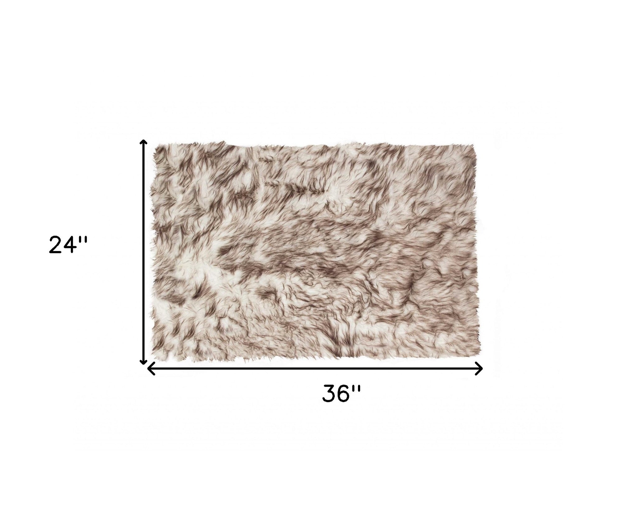 2' X 3' Brown and White Faux Sheepskin Ombre Machine Tufted Non Skid Area Rug - Home & Garden