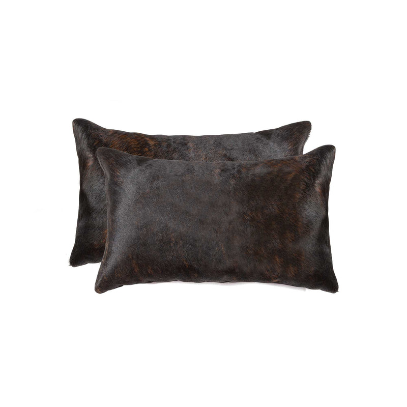 Set of Two 12" X 20" Chocolate Cowhide Cowhide Throw Pillows - Home Decor