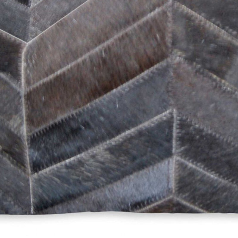 12" X 20" Gray and Brown Chevron Cowhide Throw Pillow - Home Decor