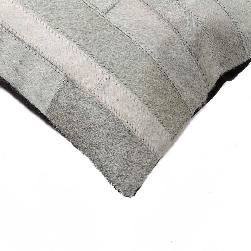 12" X 20" Gray Cowhide Throw Pillow - Home Decor