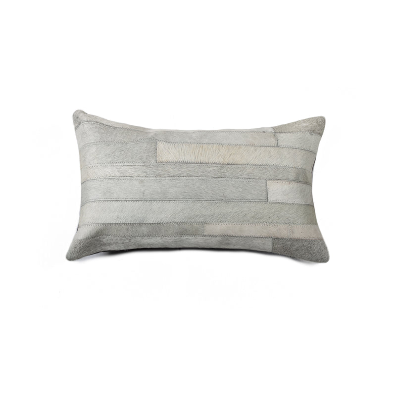 12" X 20" Gray Cowhide Throw Pillow - Home Decor