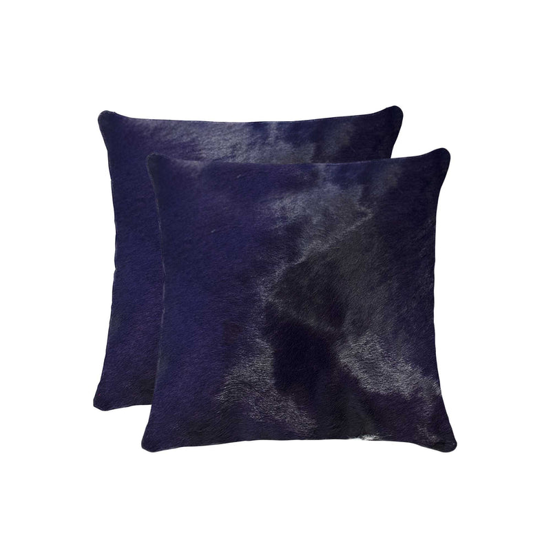 Set of Two 18" Navy Cowhide Throw Pillow - Home Decor