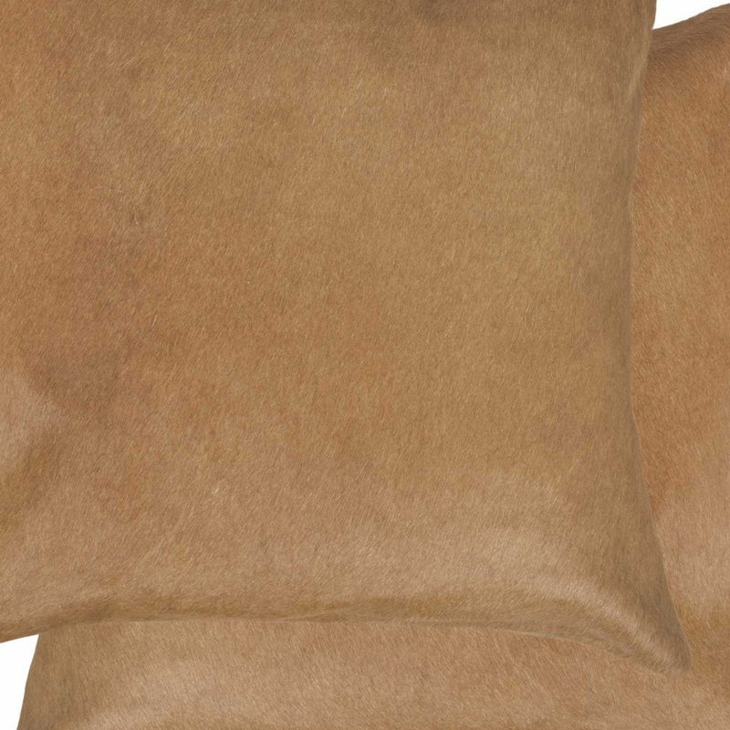 Set of Two 18" Tan Cowhide Throw Pillows - Home Decor