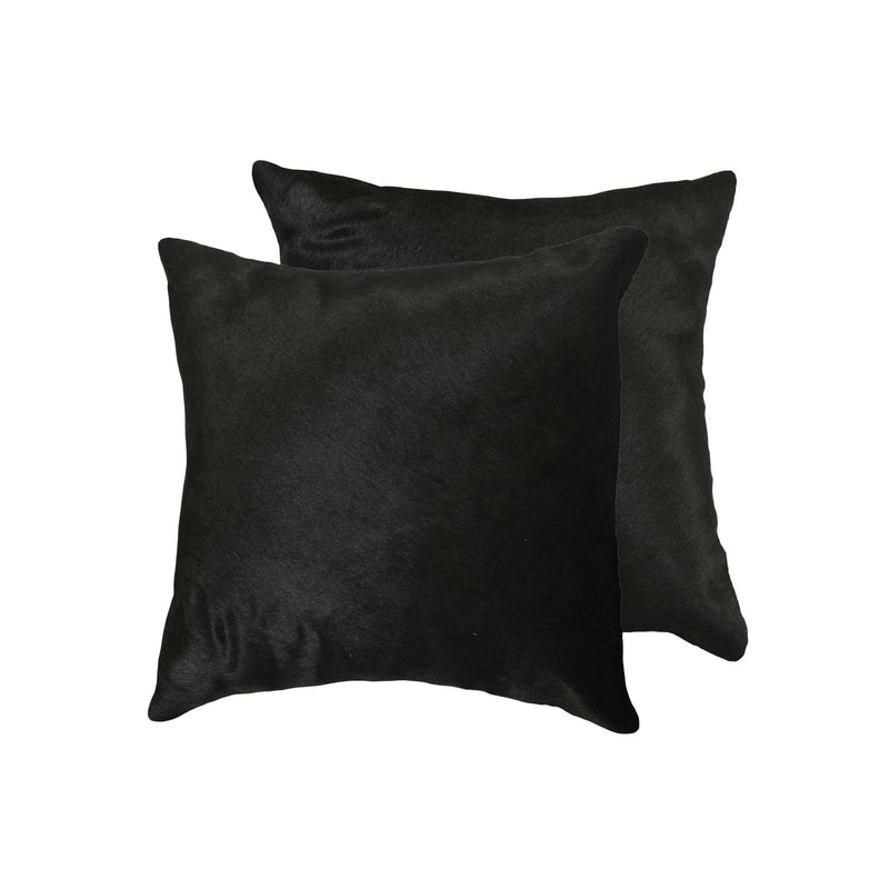 Set of Two 18" Black Cowhide Throw Pillows - Home Decor