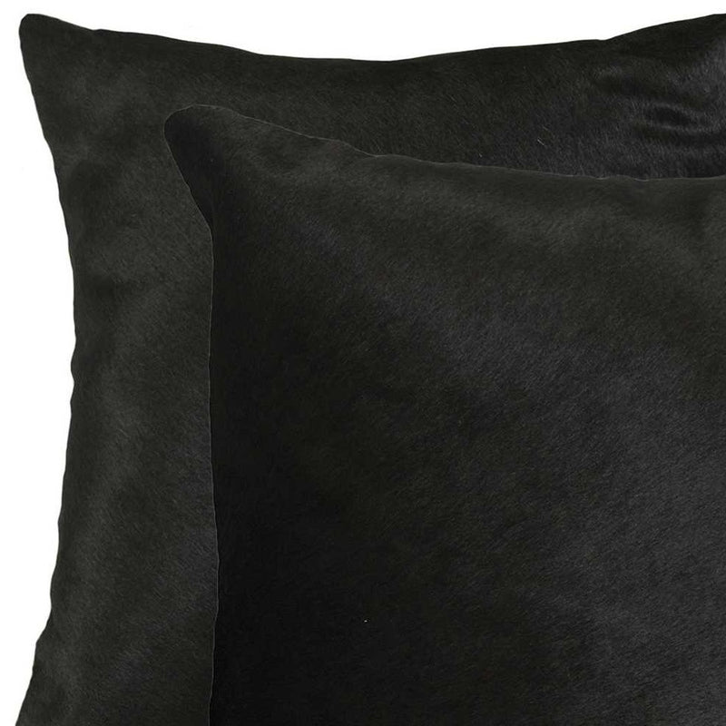 Set of Two 18" Black Cowhide Throw Pillows - Home Decor