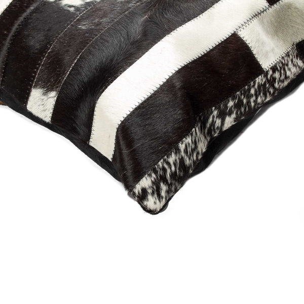 18" White And Black Cowhide Throw Pillow - Home Decor