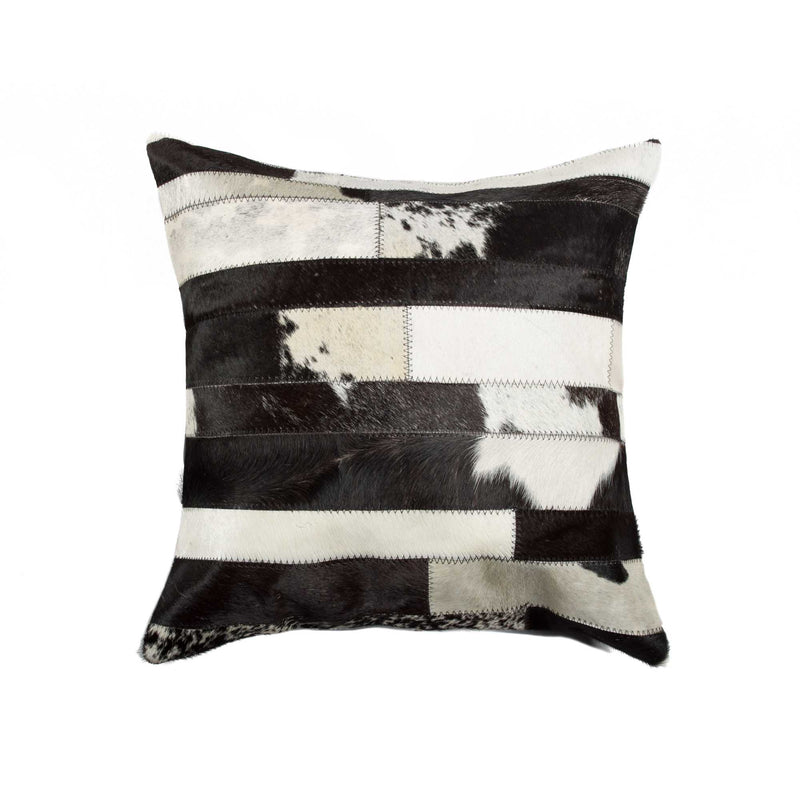 18" White And Black Cowhide Throw Pillow - Home Decor