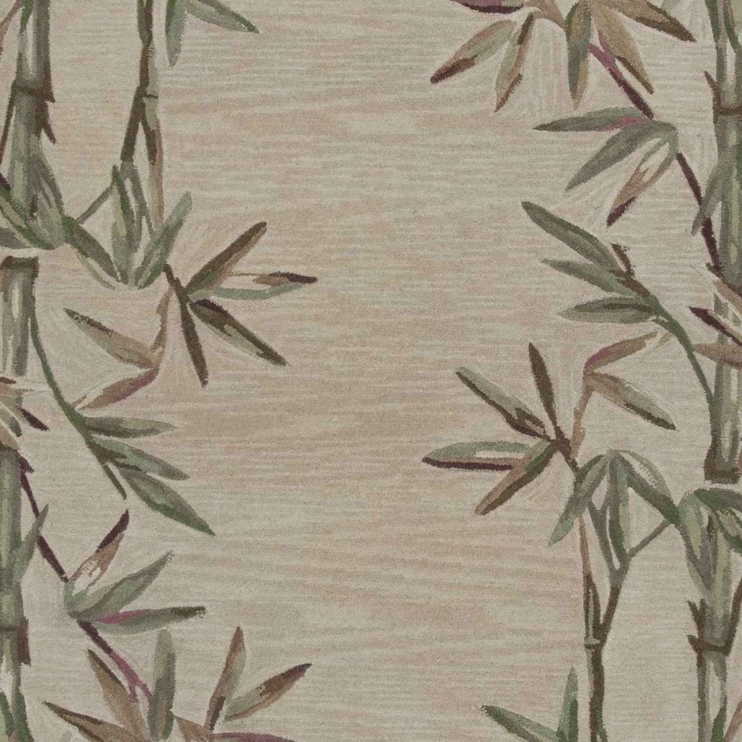 5'X8' Ivory Hand Tufted Bordered Bamboo Indoor Area Rug