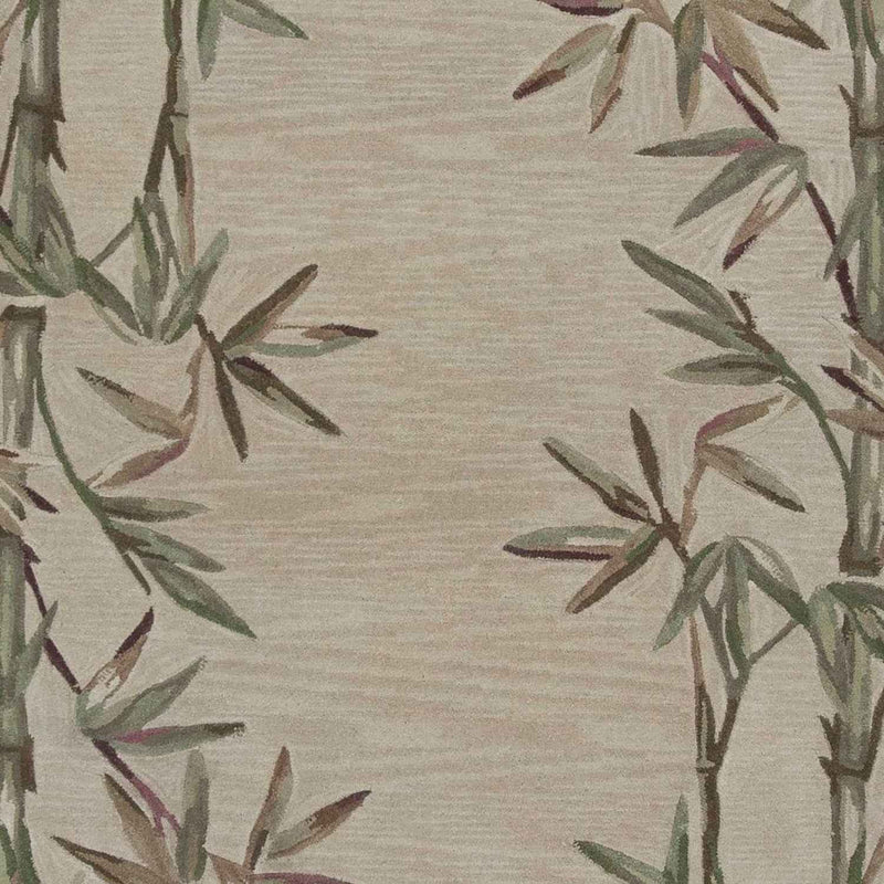 5'X8' Ivory Hand Tufted Bordered Bamboo Indoor Area Rug