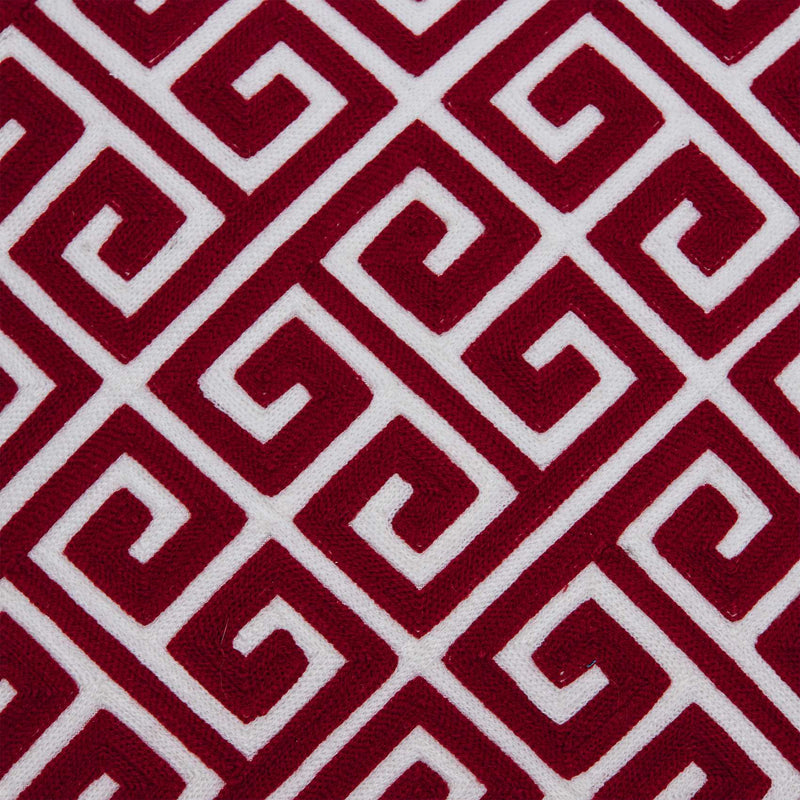 20" X 7" X 20" Transitional Red And White Cotton Pillow Cover With Poly Insert - Home Decor