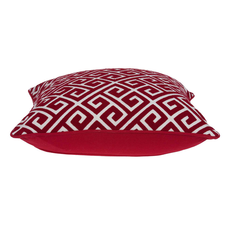 20" X 7" X 20" Transitional Red And White Cotton Pillow Cover With Poly Insert - Home Decor