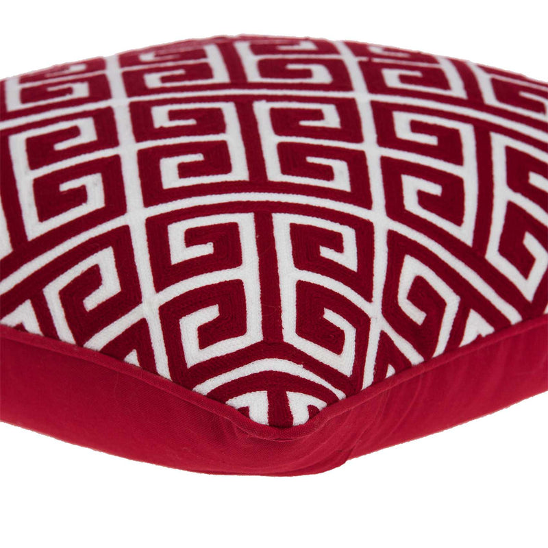 20" X 7" X 20" Transitional Red And White Cotton Pillow Cover With Poly Insert - Home Decor