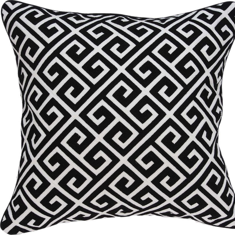 20" X 7" X 20" Cool Transitional Black And White Pillow Cover With Poly Insert - Home Decor